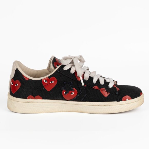 Converse X Play Comme Des Garcons CDG Pro Low Black/Red Hearts 8.5 - Picture 4 of 12